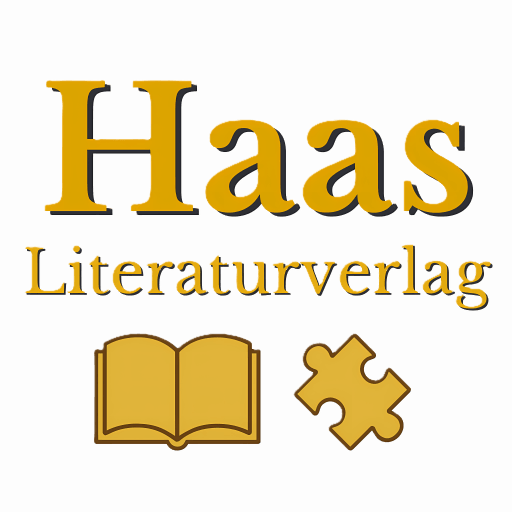 Logo des Haas Literaturverlags mit Buch- und Puzzleicon.